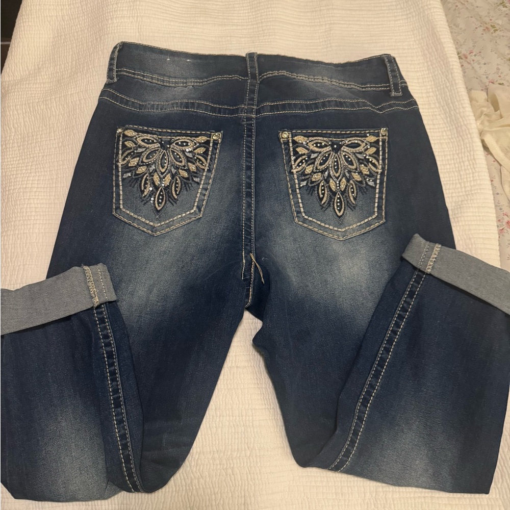 Embroidered Blue Jeans